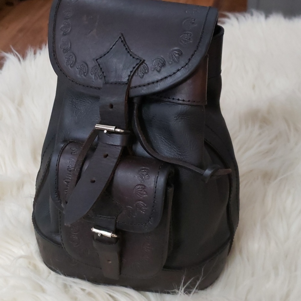 Artesian made hand tooled leather Mini backpack
